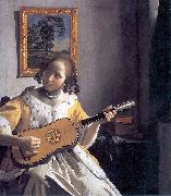 Johannes Vermeer Youg woman playing a guitar oil painting picture wholesale